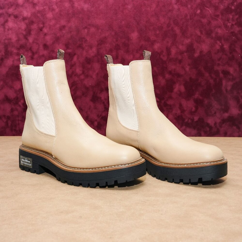Sam Edelman Women Laguna Sesame Comfortable Chelsea Suede Boots size 9